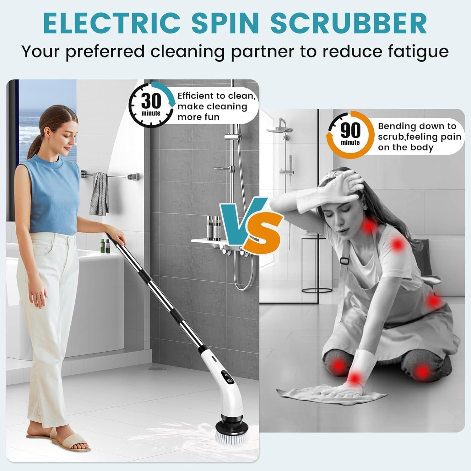 9-in-1 Cordless Electric Spin Scrubber — Clean Smarter, Not Harder